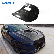 Dry Carbon Fiber Car Front Engine Hood Transparent Bonnet Cover For Audi A4 S4 B10 2019 2020 Car Sty