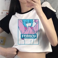 Femboy Cropped Top - Summer Shirt | Japanese Baddie Manga Party Grunge Style