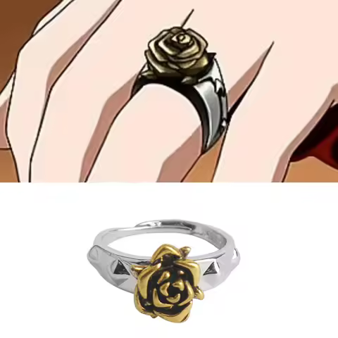 Anime Rozen Maiden Mercury Lamp Ring Vintage Gothic Rose Open Adjustable Rings Cosplay Props Jewelry