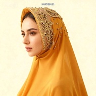 NARCISSUS13A0E Chiffon Hijab Scarf, Thin Silk Chiffon Pearl Hijab Scarf, Fashion Sequin Wraps 170×70