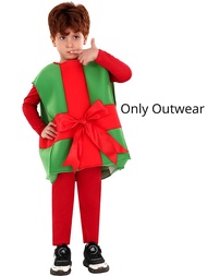{TYUYIU} 3-8 Years Children Christmas Costumes Stage Performance Costumes Santa Claus Gift Box Costu