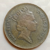 Koleksi koin kuno British Jadul 2 Pence Tahun 1986
