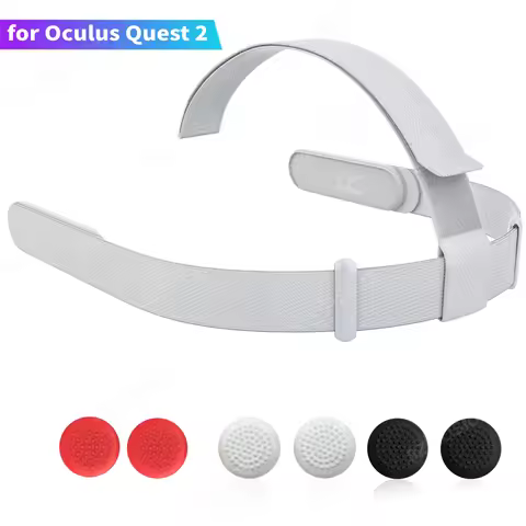 Replacement Original Head Strap for Oculus Quest 2 VR Headset with 6 Pcs Controller Thumb Grip Caps 