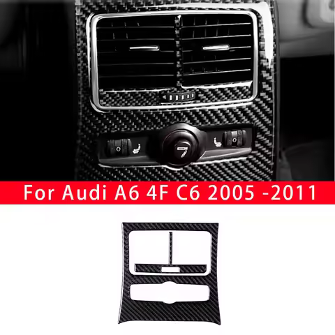Carbon Fiber Car Rear Air Conditioning Outlet Valve Sticker AC Cover Frame Trim For Audi A6 4F C6 20