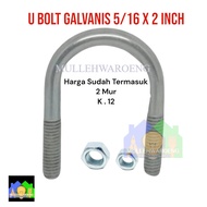 UBOLT 2" PUTIH / KLEM PIPA 2" / KLEM U 2"/ UBOLT PIPA GALVANIS 2 INCHI