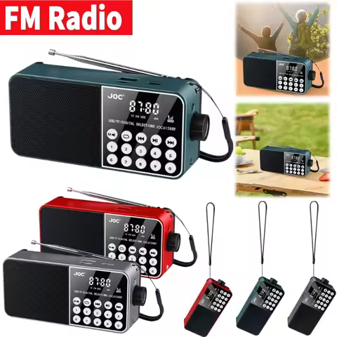 Mini FM Radio Pocket Radio LED Digital Display Bluetooth 5.4 Wireless Speaker Type-C Rechargeable Em