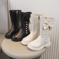 Pearl Bow Thigh Boots with Fur Lining for Girls Kids Boots