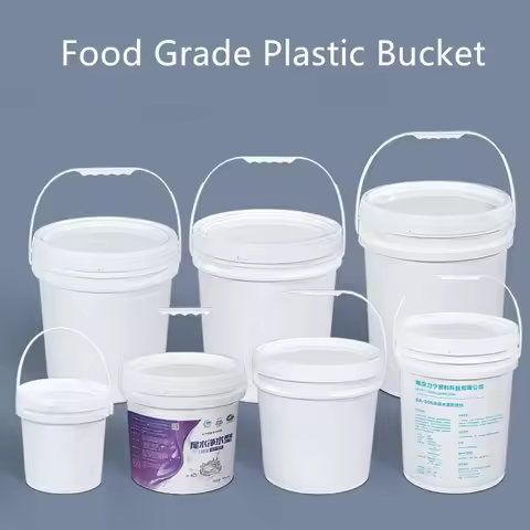 UMETASS 2PCS thicken plastic bucket with Lid and Handle Food Grade container Leakproof 1L,2L,3L,4L,5