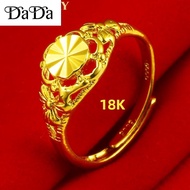 Pure 18k Saudi Gold pawnable legit Ring for Women Nasasangla Real Gold Ring Open Ring Adjustable Gold Wedding Jewelry engagement ring for women（Free pearl earrings）