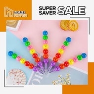 HOME HAVEN 7 Colors Emoji Bullet Round Stacking Crayon Pencil Writing Kawaii Cute Art Project Use