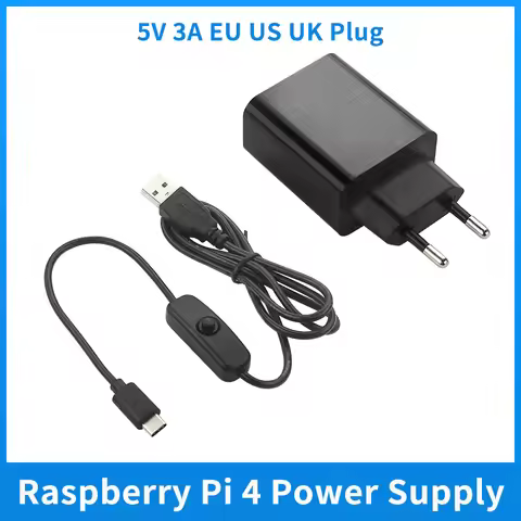 Raspberry Pi 4 Power Supply 5V 3A EU US UK AU Plug with Switch USB Type C Power Cable for Raspbery P