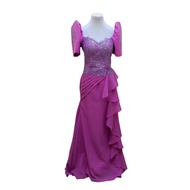Filipiniana Modern dress Serpentina Cut chiffon with patching corded lace