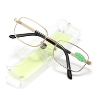 Men's and Women's Reading Glasses Stainless Steel Steel Plus Lens Anti-Radiation +1.00 to/d + 4.00 M