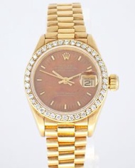 ROLEX 勞力士 LADY-DATEJUST 26 69178 木頭面 後鉆圈 女式18K黃金日歷表 #HK11128
