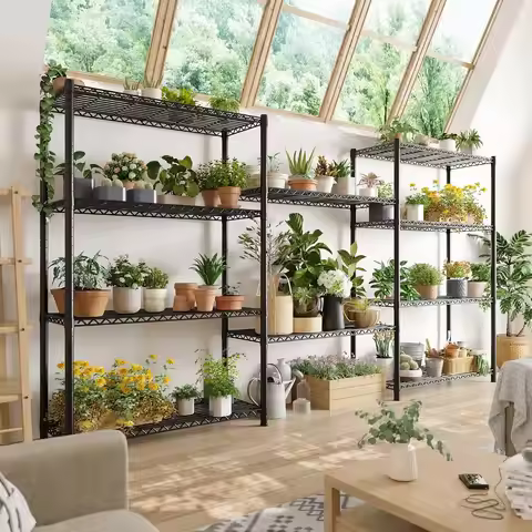72''H Steel Wire Storage Shelves, 5-Tier Heavy Duty Metal Shelving, Adjustable Garage Rack, Customiz