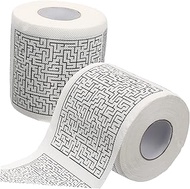 Cabilock 2 Rolls Napkin Paper Maze Pattern Toilet Papers Roll Toilet Tissue Paper Sanitary Napkin Roll Paper Wood Pulp Household Reel Printed Paper Napkins Bathroom Tissue Paper for Toilet