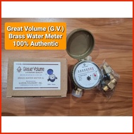 ◵ ◶ ♂ Great Volume Water Meter Authentic / GV Brass Metal Water Submeter with Coupling 1/2" 15mm Su