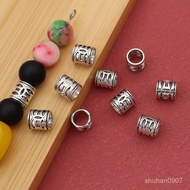 Taiwan Shipping Tibetan Silver Hollow Coin Pattern Tubular Loose Beads Bracelet Braided Rope Decorat