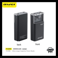 Awei P109K 30000mAh 65W Fast Charging Powerbank Transparent Power Bank 65W Fast Charge Powerbank Dua