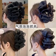 a with Fabric accessory vintage style, silver wire double-sided bubble claw clip, adds volume and ma