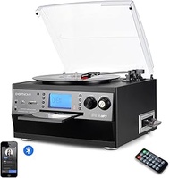 DIGITNOW! Bluetooth Record Player, USB Turntable and Coding Function, Classic CD Player with FM Cass