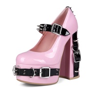 Punk Lolita Sweet Cool Rivet Y2K Gothic Chunky Heel Platform Plus Size Women's Single Shoes