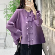 Japan Genuine Issey Miyake 2024 Spring And Summer New Pleated Chinese Style Leisure Plus Size Buckle