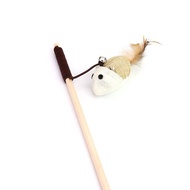 RK 1pcs Mainan Interaktif Kucing gagang kayu dengan bulu | tactical stick wooden | Cat Toys | COD