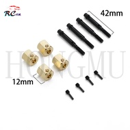 4PCS Brass 12mm Wheel Hex Extended Adapter with Wheel Shaft for MJX H8H YK4082 YK4102 4103 YiKong RC