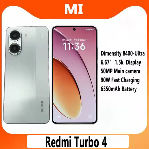 New Xiaomi Redmi Turbo 4 5G CN Version Dimensity 8400-Ultra 6.67" 120Hz 1.5K Display 50MP NFC 6550mA