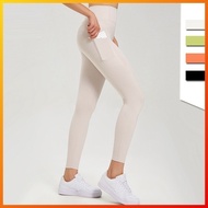 Lululemon New Yoga Women's Pants Nude Comfort Lycra Fabric Side Pockets Soft Fit Yoga Fitness leggingsfashionSG85961