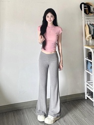 สีเทาเข้ม Modal Flip Low เอว ก้นกระดิ่ง กางเกงลำลอง ผู้หญิง ฤดูร้อน Hot เด็กผู้หญิง พรางหุ่น กางเกงโ