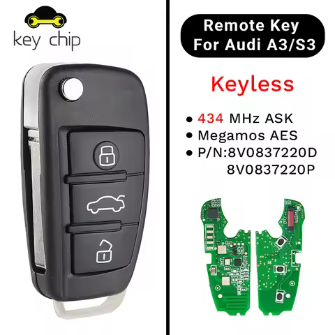KeyChip 315MHz 433MHz 868MHz 8V0 837 220D/220P Keyless Smart Key For Audi A3/S3 8V0 837 220P 2015 20
