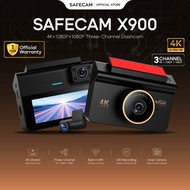 [New 3-Channel] SAFECAM X900 4K 2160P Dashcam | 3 Channel | 4K Front + FHD 1080P Inner + FHD 1080P R