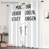 2pcs,2D flat printing Happy New Year Popular Curtains Make Noodles Instead Worry Machine Washable Fa