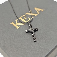 KEXA - Titanium Jesus Black Necklace