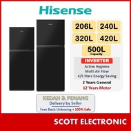 Hisense 206L 240L 320L 420L 500 Refrigerator 2 Door Inverter Refrigerator Fridge Peti Sejuk / Top Fr