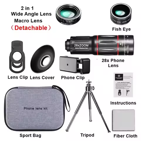 Telephoto Lens 28X HD Camera Phone Lens Telescope Zoom Macro Lens for Iphone Samsung Smartphone Fish