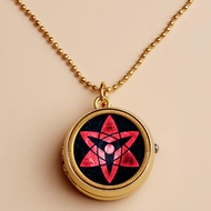 Rotating Naruto Watch Kakashi Necklace Watch Writing Round Eye Pocket Watch Sasuke Itachi Ban Kaleid
