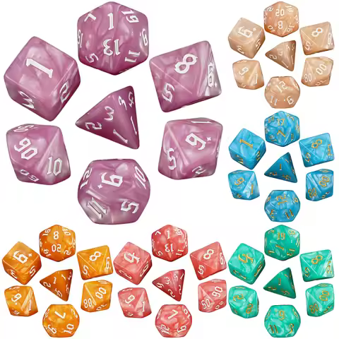 DND 7pcs Polyhedral Dice Set Pearl Swirl for Role Playing Table Games Party Supplies