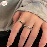 H Silver Zircon Cross Open Ring Unisex Niche Light Luxury Index Finger RingCouple Ring H