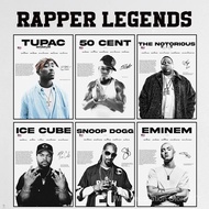 CCA0 Pop Rapper Legends Poster And Prints Tupac Biggie Smalls Portrait Signature Wall Art Snoop Dogg