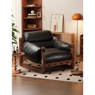 Living room single sofa Jersey Island chair, antique style, light luxury, high-end solid wood leathe