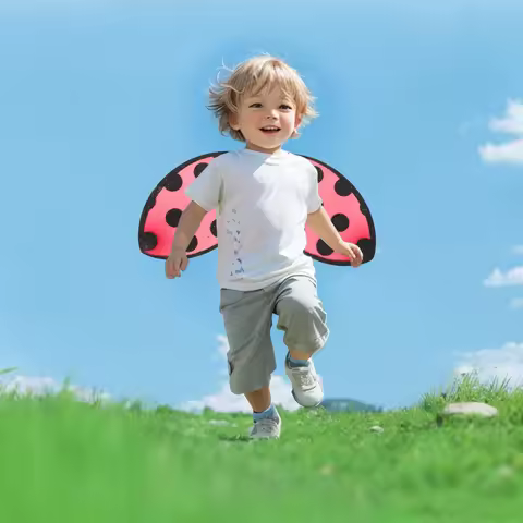 Foldable Mesh Ladybug Wings Lightweight Kids Performance Wing Cosplay Party Ladybug Costume for Girl