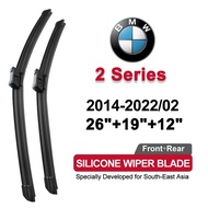 (Front+Rear 3pcs)silicone car wiper for BMW 2 Series 2014-2022(F45/2AT)2021 2020 2019 2018 Windshiel
