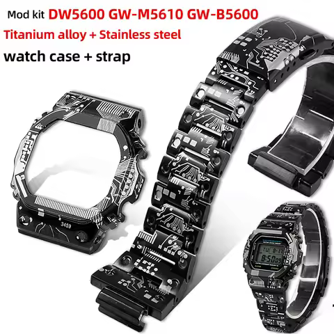 5600 5610 Titanium Case WatchBand Mod Kit For Casio Watch DW5600 GW-B5600 GW-M5610 stainless steel M