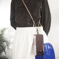 大地色手機掛繩 | 防摔掛頸減壓背帶斜背編織背繩結電話手機殼設