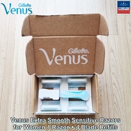 Gillette® Venus Extra Smooth Sensitive Razors for Women 1 Razor + 4 Blade Refills ยิลเลตต์ วีนัส ชุด