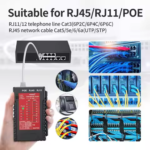 NOYAFA NF-468S RJ45 Ethernet Cable Tester, Used for RJ11, RJ12, CAT5, CAT6, CAT6a, CAT7, STP/UTP Cab