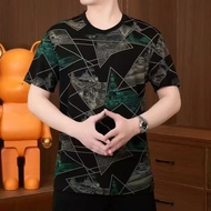 捡漏~冰丝印花时尚男装2025夏季减龄遮肚短袖T恤男士上衣25.6.3Picking up leaks~Ice silk printed fashionable men's clothing 2025